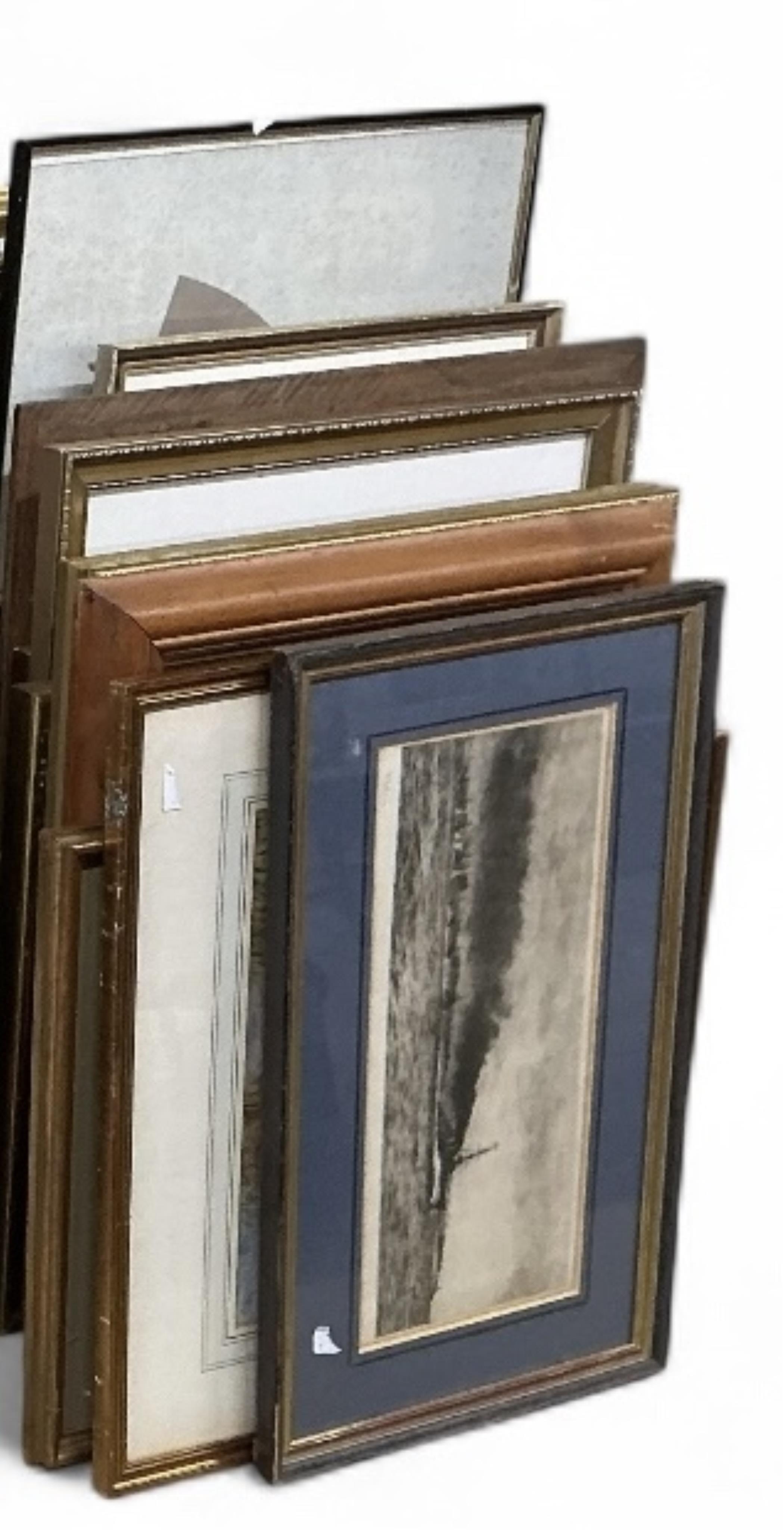 A quantity of assorted prints, watercolours, oils and frames